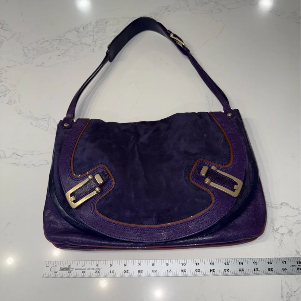 Vintage Versace Suede & Leather Shoulder Flap Messenger Bag - Picture 7 of 16